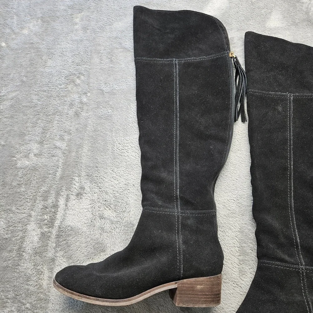 Gibson Ammelia Latimer Black Suede Over The Knee Tassel Boots Womens 9.5M Block‎